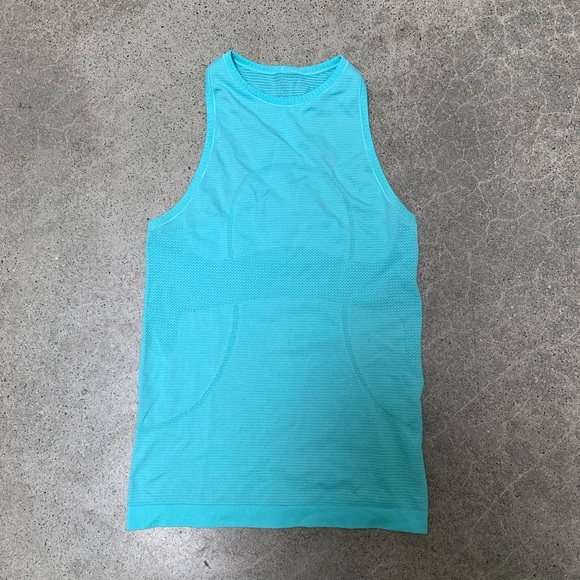 lululemon athletica Tops - Lululemon High Neck Swiftly Tank Blue Turquoise